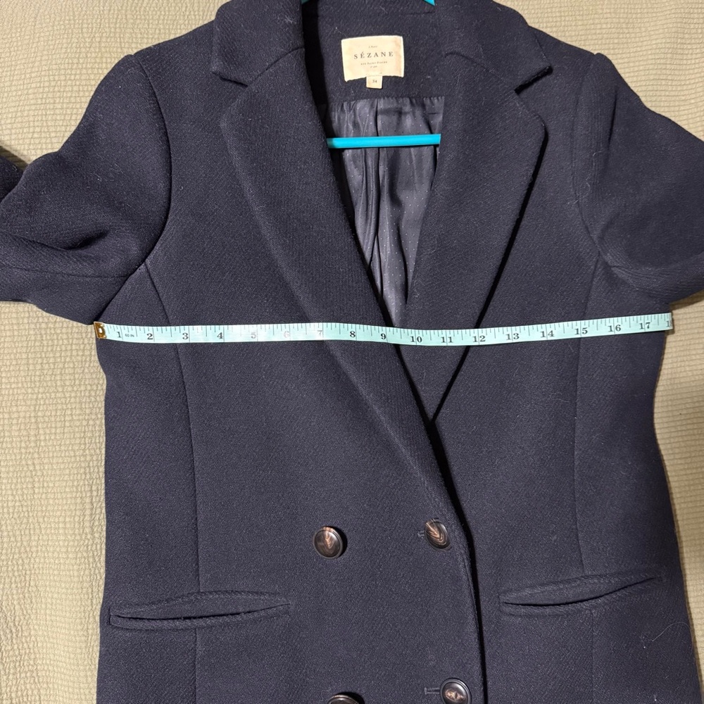 Sezane Johnson Coat Peacoat Wool Navy Blue Size 34 US 2 - Picture 11 of 11